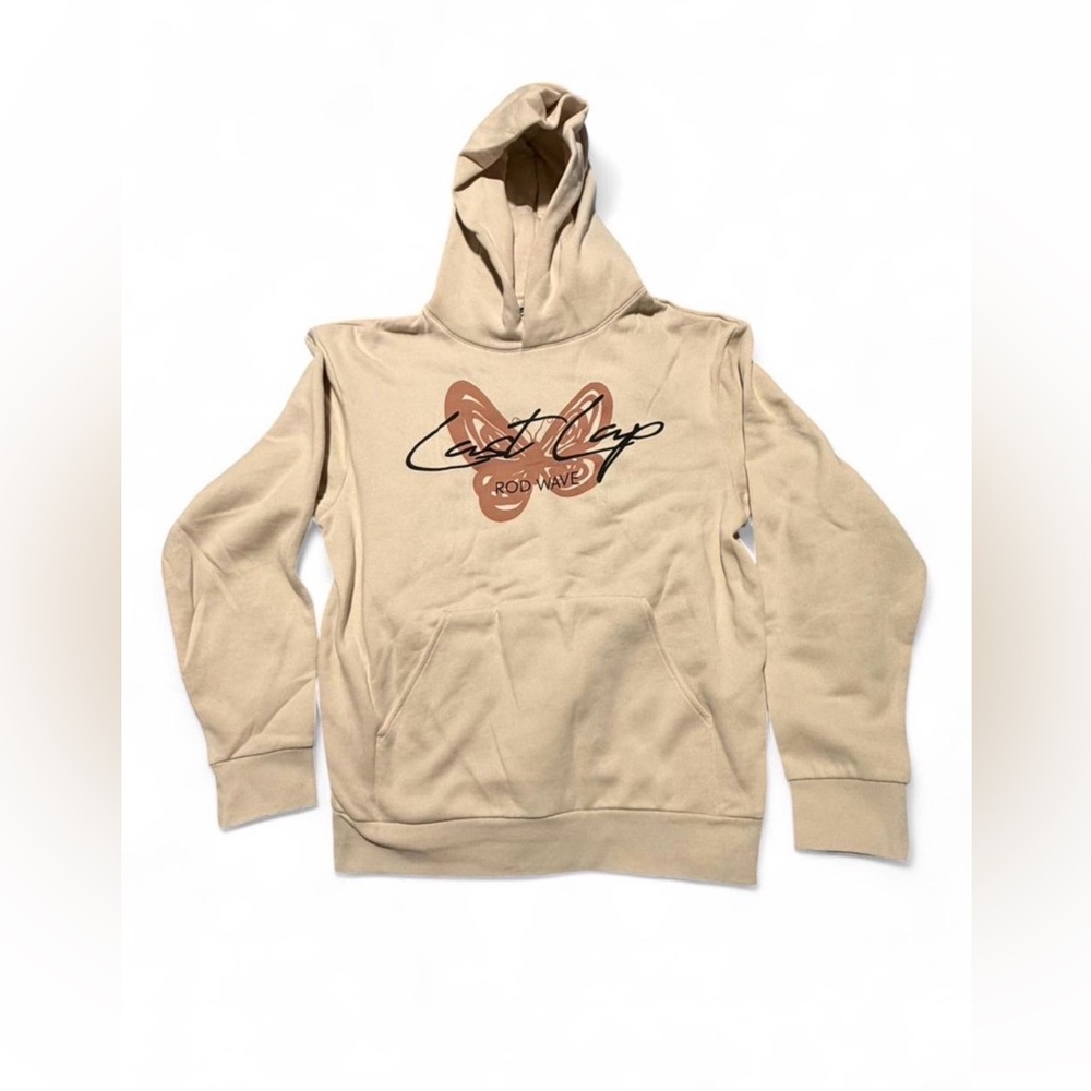 Beige Hoodie with Graphic Design